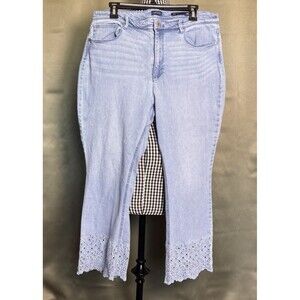 J. Jill Denim High Rise Ankle Laser Cut Scalloped Hem Women Size 14 light wash